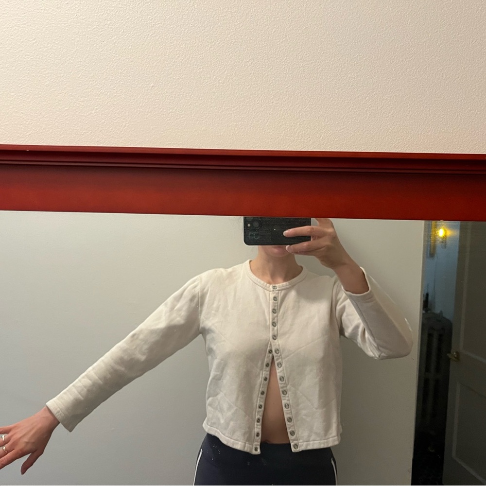 Perfect Agnes B snap button closure Cream Button-Up Cardigan
